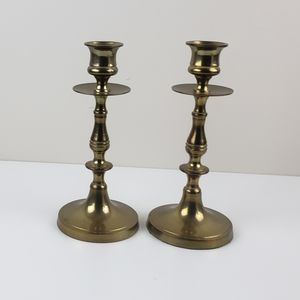 2 Brass Candlestick Holder 8" Modern Tabletop